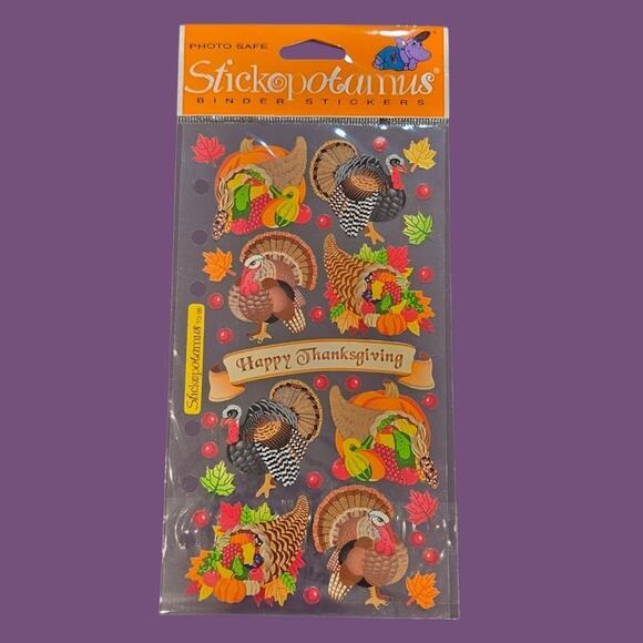 Vintage Stickopotamus Binder Stickers Hayride Turkeys & Cornucopias Thanksgiving - Picture 4 of 5